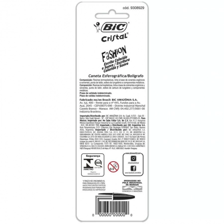 Caneta esferográfica Shimmers Fashion 1.2 AZ/VD/RX/RS com 4 unidades - Bic