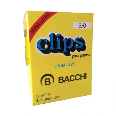 Clips galvanizado NR 3/0 - com 450 unidades - Bacchi