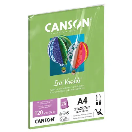 Papel Color Vivaldi A4 120g Maça Verde com 25 folhas - Canson