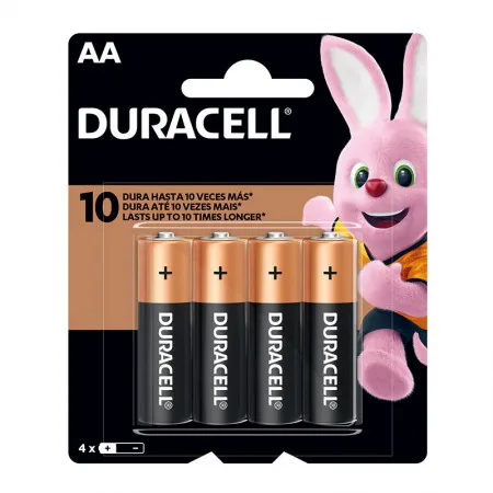 Pilha alcalina pequena AA - com 4 unidades - Duracell