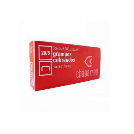 Grampo cobreado 26/6 - com 5000 unidades - Chaparrau