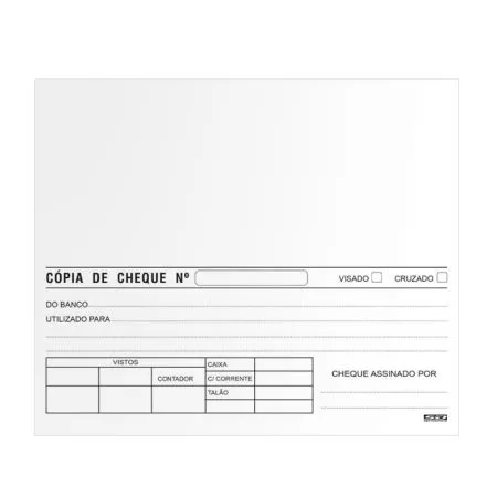 Cópia de cheque branca - com 100 folhas - São Domingos