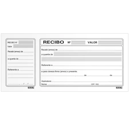 Recibo comercial pequeno com canhoto 50 fls São Domingos