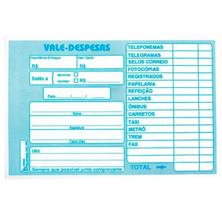 Vale despesas - com 50 folhas - Tamoio
