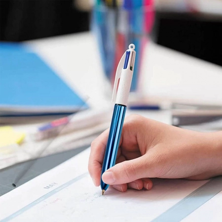 Caneta esferográfica 1.0 retrátil Azul Metálica 4 cores - Bic