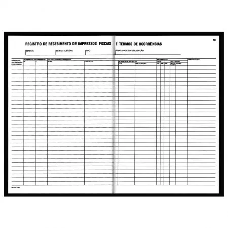 Registro de recebimento de impressos fiscais e termos de ocorrências Mod 57 c/ 50fls - São Domingos