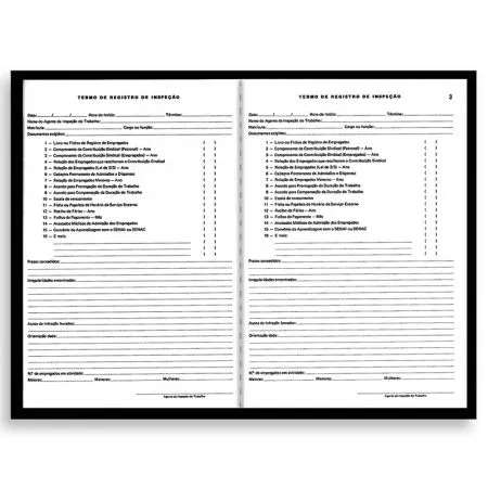 Livro de inspeção do trabalho com 50 folhas - São Domingos