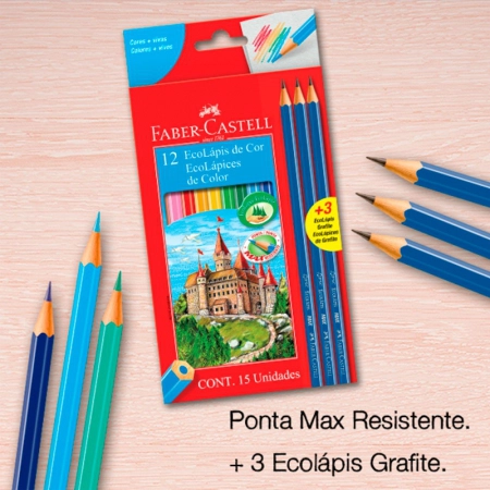 Lápis de cor 12 cores 120112+3GR - Faber-Castell