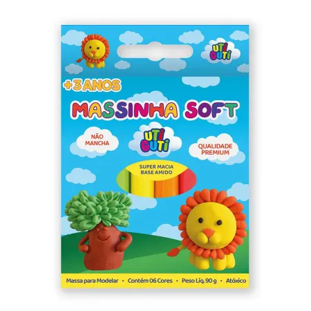 Massa de modelar Soft Utiguti 90g com 6 cores - Licyn