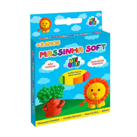 Massa de modelar Soft Utiguti 90g com 6 cores - Licyn