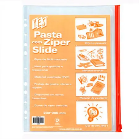 Pasta com zíper para fichário A4 - 230x305mm - DZ39 - Yes