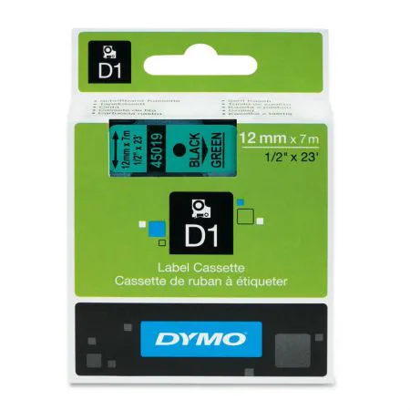 Fita para rotulador verde com escrita preta 12mm 45019 - Dymo