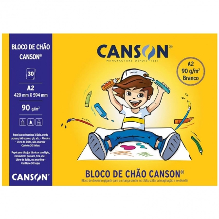 Bloco de chão branco A2 90g - com 30 folhas - Canson