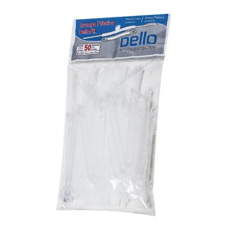 Grampo e mola plástico branco - com 50 unidades - Dello