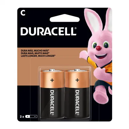 Pilha alcalina média C - com 2 unidades - Duracell