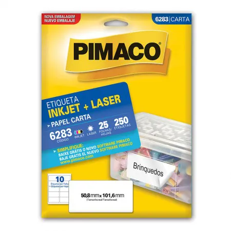 Etiqueta inkjet/laser carta 6283 com 25 folhas - Pimaco