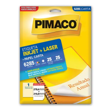 Etiqueta inkjet/laser carta 6285 com 25 folhas - Pimaco
