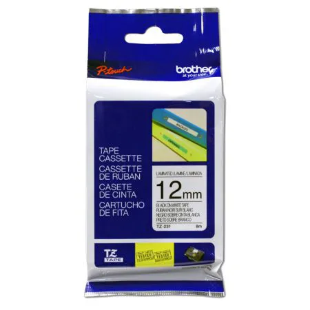Fita para rotulador TZE231 Branca escrita Preto 12mm - Brother