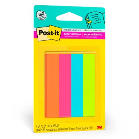 Marcador de página adesivo Post-it Flags de papel 76x15mm 180 folhas - 3M