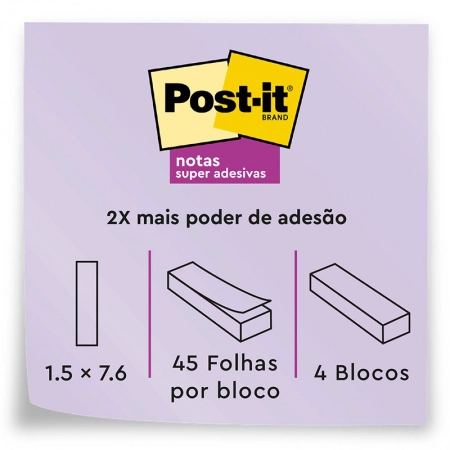 Marcador de página adesivo Post-it Flags de papel 76x15mm 180 folhas - 3M
