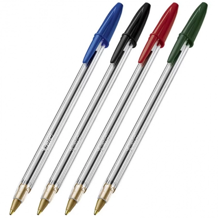 Caneta esferográfica Cristal 1.0 AZ/PT/VM/VD com 4 unidades - Bic