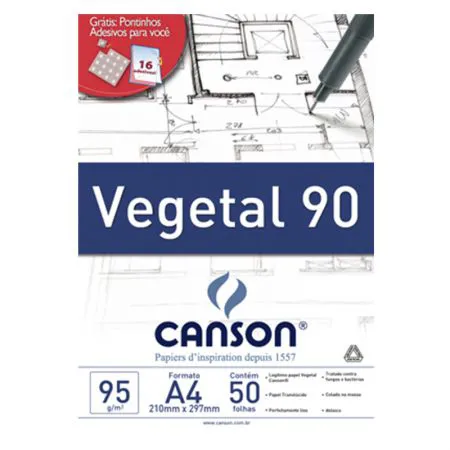 Papel vegetal liso A4 90g - com 50 folhas - Canson