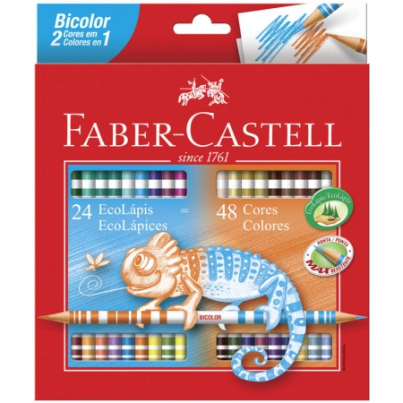 Lápis de cor 48 cores com 24 lápis bicolor 120624G - Faber-Castell