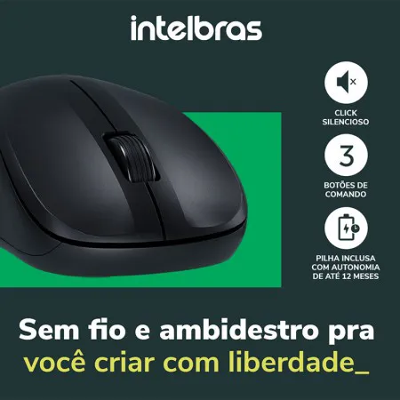 Mouse sem fio 1600 dpi MSI 55 Preto - Intelbras
