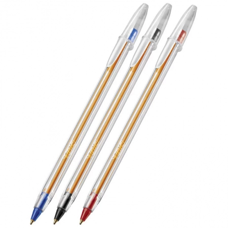 Caneta esferográfica Cristal Fina 0.8 AZ/PT/VM com 3 unidades - Bic
