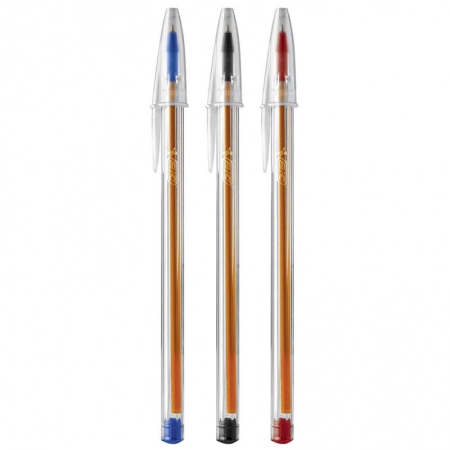 Caneta esferográfica Cristal Fina 0.8 AZ/PT/VM com 3 unidades - Bic