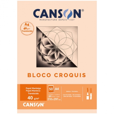 Bloco croquis manteiga A4 40g - com 50 folhas - Canson