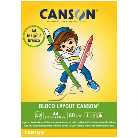 Bloco layout liso A4 60g - com 50 folhas - Canson