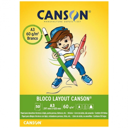 Bloco layout liso A3 60g - com 50 folhas - Canson