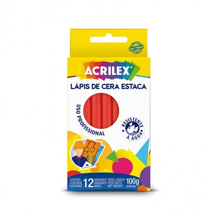 Giz de cera estaca vermelho 12 unidades 507 - Acrilex