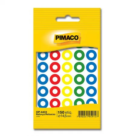 Reforço de Fichário colorido autoadesivo OP4433 com 150 unid - Pimaco