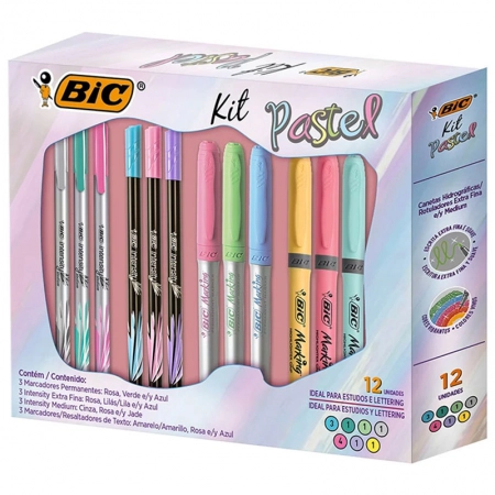 Kit tons pastéis com 12 itens - Bic
