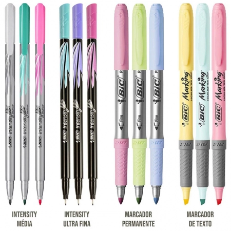 Kit tons pastéis com 12 itens - Bic