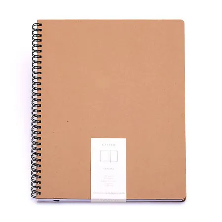Caderno espiral capa dura pautado Grande 96 folhas wire-o Kraft - Cicero