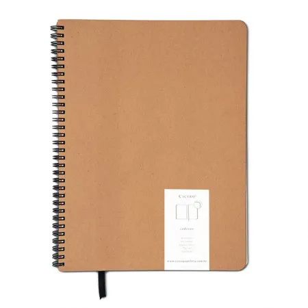 Caderno espiral capa dura pontilhado Grande 96 folhas wire-o Kraft - Cicero