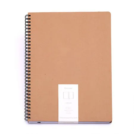 Caderno espiral capa dura sem pauta Grande 96 folhas wire-o Kraft - Cicero