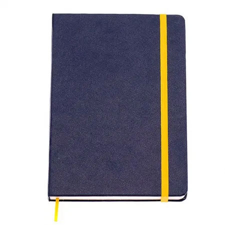 Caderneta capa dura 1/8 Fitto Clássica Azul Marinho e Amarelo sem pauta 160 folhas - Cicero