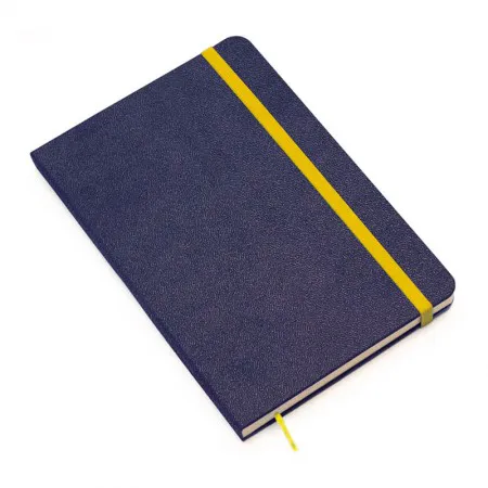 Caderneta capa dura 1/8 Fitto Clássica Azul Marinho e Amarelo sem pauta 160 folhas - Cicero