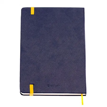 Caderneta capa dura 1/8 Fitto Clássica Azul Marinho e Amarelo sem pauta 160 folhas - Cicero