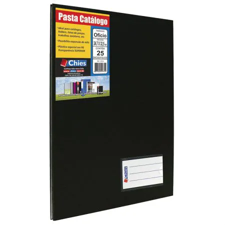 Pasta catálogo ofício 159 Preta com 25 plásticos - Hemon