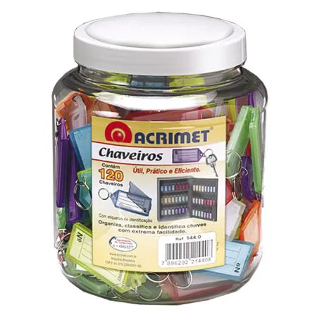 Chaveiro com etiqueta pote com 120 unidades - 144.0 - Acrimet