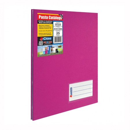 Pasta catálogo ofício 4007 Pink com 25 plásticos - Chies
