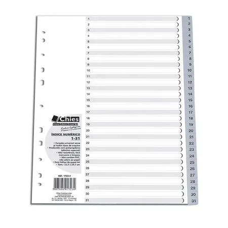 Índice numérico A4 1-31 1723 - cinza - Chies
