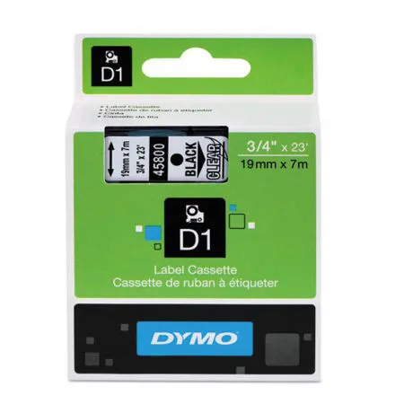Fita para rotulador transparente com escrita preta 19mm 45800 - Dymo