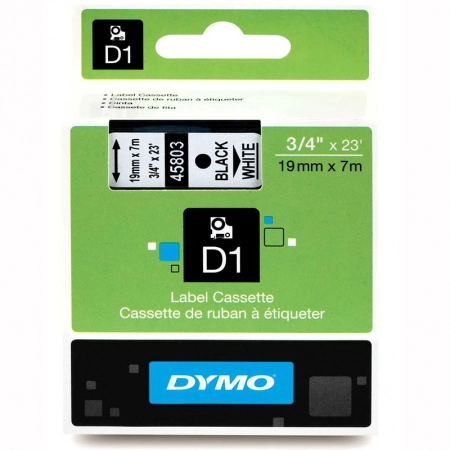 Fita para rotulador branca com escrita preta 19mm - 45803 - Dymo