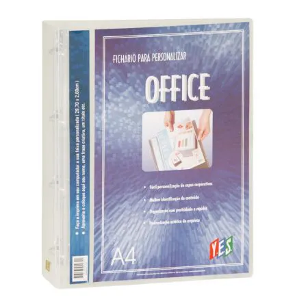 Fichário office A4 cristal 50mm - R4APS - 4 argolas - Yes